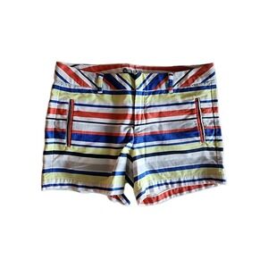 Stylus Multi Color Striped Shorts 100% Cotton White  Primary Colors 3.5 inseam 8